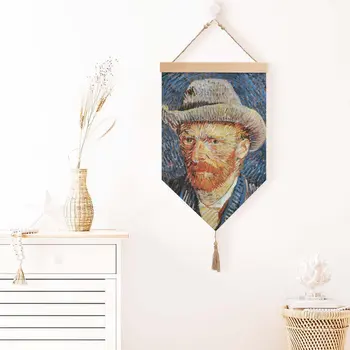 Vincent Van Gogh Autoportreede Kõrge Kvaliteediga Tugeva Puuvillase Pesu Rippus Lipu Kaunistada Leibkonna Hotell Restoran Raamatukogu
