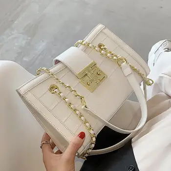 Muster Square Krokodill kott 2021 Fashion New Kõrge kvaliteediga PU Nahast Naiste Disainer Käekotis Kett Õlal Messenger Kott
