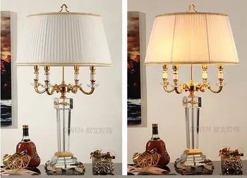 Fashion Euroopa-stiilis Laua Lamp K9 Crystal Varju Kuldne Värv söögituba, magamistuba kerge