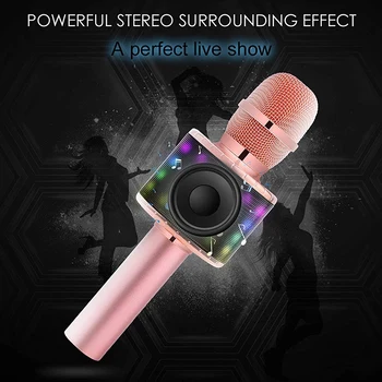 Traadita Mikrofon, Poiss Karaoke Mikrofon Bluetooth-Kaasaskantav Recorder-Mängija, Värviline LED Tuled Mikrofon