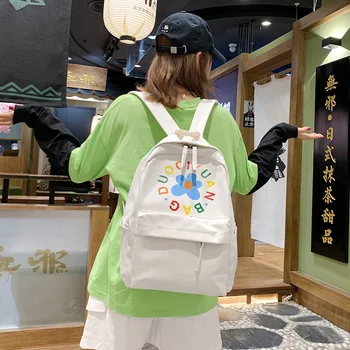 Korea kolledži stiilis õpilane õie lõuend kooli kotti keskkooli Tüdruk, seljakott naine
