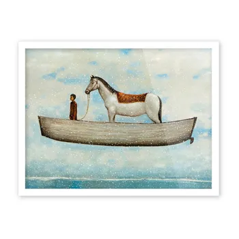 Vintage Akvarell Mere Tuletorn Lumi Valge Hobune Plakat Elutuba Seina Art Printimine Home Decor Lõuendile Maali Kohandatud