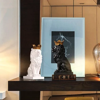 Abstraktne Crown Lõvi Kuju Home Office Bar Isane Lõvi Usu Vaik, Skulptuur, Käsitöö, Loomade Art Decor Kaunistused