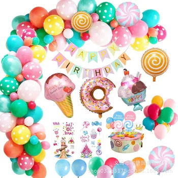 71pcs/set Jäätis Candy Bar Kaunistamiseks Pool Donut Õhupalli Vanik Candyland Donut Jäätis Teema Sünnipäeva-ja Teenetemärgi Tüdruk