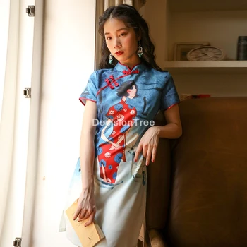 2021 oriental kleit naiste cheongsam hiina traditsiooniline pits kleidid uudsus mandarin krae kleit vestidos õhtukleit qipao