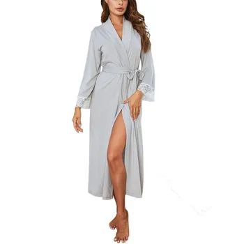 Riideid On Naiste Kevad/Suvi Uus Silmkoelised Nightgowns Pits Pikk Pidžaama Hot Müük Lace Up Home Kulumine Ühtlane Värv