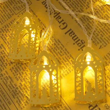 LED Light String Pärg Juhul Pool Kaunistused Akutoitega Raud Palace Dekoratiivne Lamp Moslemite Eid al Fitr Teenetemärgi