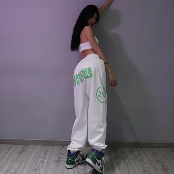 SONDR uus valge spordi püksid naiste lahtised liibuvad hip-hop püksid naiste jazz hip-hop püksid trükitud street wear sörkimine püksid