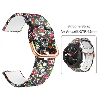 Hot Müük Watch Band Multi-function Pehmest Silikoonist Õie Trükitud Sport Watch Band Randmepaela jaoks Amazfit GTR 42mm