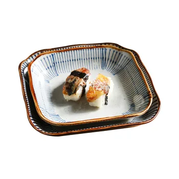 LingAo Sinine Vihma Jaapani stiilis ja stiilis retro käsitsi maalitud keraamilised lauanõud hotell restoran sushi plaat söögipulgad lusikas komplekt