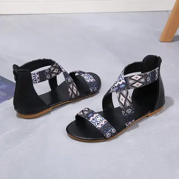Naiste Sandaalid Vintage Risti-seotud Falt Sandaalid Rooma Stiilis Kerge Tõmblukk Sandaalid Daamid 2021 Uus