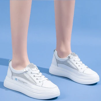 Ehtne Nahk 2021 mood sügisel casual valge kingad sisselõigete Silma õõnes hingav platvorm kingad korter naine tossud vc1074