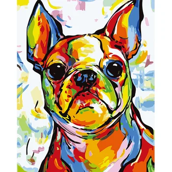Digitaalne maali koer teenetemärgi lõuend kunsti DIY värvimine digitaalse käsi maali seina kodu kaunistamiseks