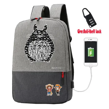 Anime Minu Naaber Totoro Seljakott UNISEX Anti-varguse Laadimine USB Sülearvuti kott käes ja seljas raamatukest, Kotid teismelised Reisi seljakott