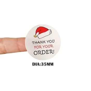 100tk 35mm Tänan Teid, et Kleebis Etiketid Kingitus Pakkimise Dekoratsioon Jõulud müts Paber-isekleepuv Silt