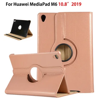 360 Kraadi Pööratav Leather Smart Cover Puhul Huawei Mediapad M6 10.8 2019 / M6 Pro 10.8 SCM-W09/AL00 Seista Funda
