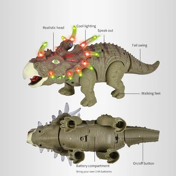 Naljakas Haridus-Simulatsioon Lapsed Elektrilised Jalgsi Dinosaurus Mänguasjad Mudel Jalgsi Triceratops Dinosaurus Tuled Kõlab Loomade Mänguasi