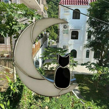 Home Decor Kohvik Kass Moon Kids Mänguasi Hotel Kingitus Aknas Akrüül Ripats, Baar Rippuvad Indoor Outdoor Cat Moon