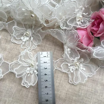 3D Lill Pärlitega Pitsi Kaunistustega DIY Pulm Kleit Decor Plaastrid Riide Õmblus Käsitöö