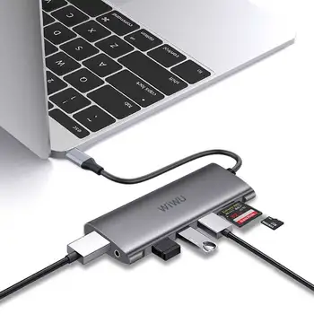 10 1 USB 3.0 Type-C keskus HDMI-Ühilduvate 4K Thunderbolt-3 USB-C keskus koos Rummu TF SD Lugeja Pesa MAKSEVIIVITUSE MacBook Pro/Air Hub