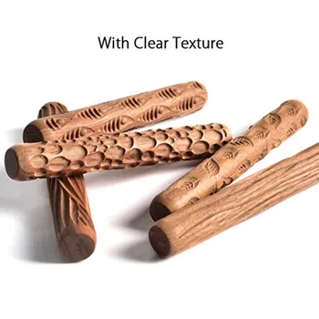 5 tüüpi Keraamika tööriistad puidu nikerdamiseks keraamika, puidu tekstuuri muda rull reljeef-reljeef muster pressitud rod muda rulli