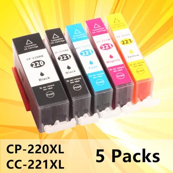 5 värvi CC 220XL tindikassetid PGI220 220XL CLI221 221XL Inkjet Printer ühildub Canon Pixma MP640 MP640R MP980 printer