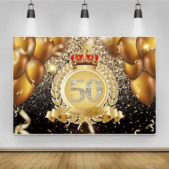 50. Sünnipäeva Banner Taustaks Naiste Viiskümmend Sädelevat Kuninga Kroon Õhupalli Taust Kohandatud Dekoratsioonid, Photocall Photoshoot
