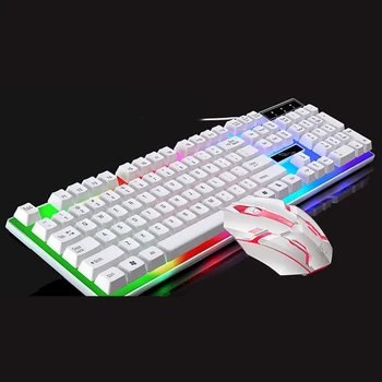 Uus USB-Kaabel-Gamer Klaviatuurid Hiirega Komplekt LED Rainbow Värvi Taustavalgus Mängu Arvuti Hiirt, Klaviatuurid Mehaaniline