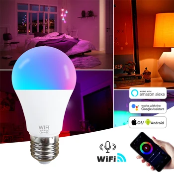 1TK E27/B22 15W Smart Lamp Juhitava WiFi LED Lamp Värvikas Lamp RGB Magic Lamp 110V/220V APP Tegutseda Alexa Google Kodu