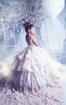 Printsess Lille Tüdrukute Kleidid 2020 Sokliga Varrukad Applique Pits Lapsed Ametliku Kulumise Nuppu Tagasi Põranda Pikkus Esimene Õhtusöömaaeg Hommikumantlid