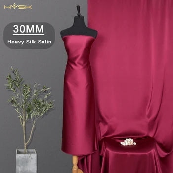 HYSK satiin krepp siidist kangast 30mm vein punane paks materjal reaalne füüsiline originaal siidist pulm kleit Cheongsam riided CD027
