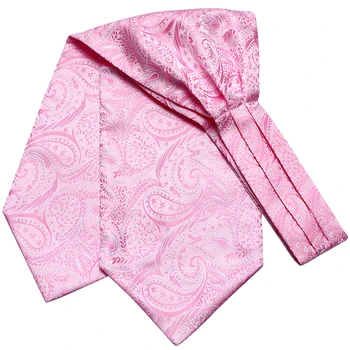 Luksuslik Roosa Paisley Silk Täiskasvanud Meeste Pulmapidu Ascot Cravat Tasku Square Cufflinks Set Meeste Vabaaja Cravat Lipsu Komplekt