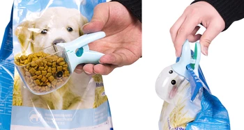 Mitmeotstarbeline Cute Cartoon lemmikloomatoidu Kühvel Plastmassist Duckbilled Kassid Koerad Toidu Lusikaga Pet Feeder Söötmine Tarvikud Värske hoida Clip