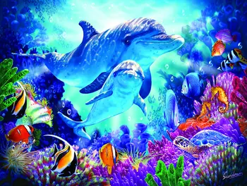 Jmine Div 5D Dolphin Veealuse Kala Täis Teemant Maali ristpistes komplektid kunsti Kõrge Kvaliteedi Scenic 3D värvi, mida teemandid