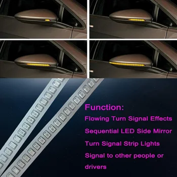 2tk 5W Paindlik, Dünaamiline LED Ribad Auto suunatule Riba Pool Rearview Mirror Asendamine Dünaamiline suunatule