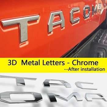 3D Tõstatatud Tagaluugi Sisestage Tähed Embleemi Toyota Tacoma 2016-2019 Embleemi Lisab (Kroom)