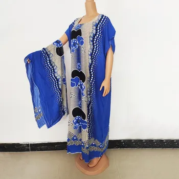 Naiste Aafrika Suured Dress Lahti Vabaaja Prindi Dashiki ümber Kaela Lühikesed Varrukad Rüü Kevadel Ja Suvel Uus Stiil Koos Headscarf