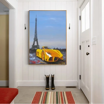 Pariisi Torni Pop Art Wall Art Lõuend Sportauto Romantiline Maastik Seinale Plakatid Ja Pildid Kaasaegne Pilte Elutuba Decor