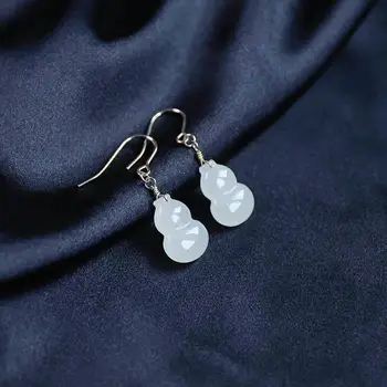 [Yongfu] Looduslik Hetian Jade Valge Jade Kõrvits 925 Hõbe Kõrvarõngad Trendikad Kõrvarõngad Exorcising ja Õnn Joonis EarringsEarHook