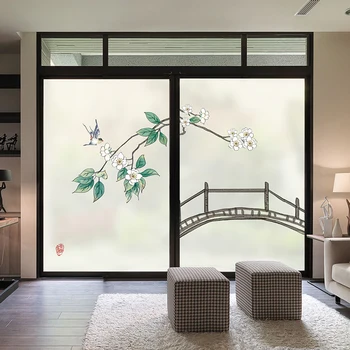 Uued Hiina stiilis elegantne klaasist film jäätunud materjali läbipaistev läbipaistmatu kleebis tee tuba vannituba, rõdu kaunistamiseks