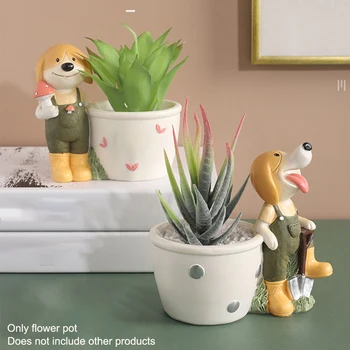 Kaasaegne Kingitus Cartoon Armas Koer Mini Cactus Desktop Office Home Decor Garden Flower Pot Mahlakad Planter Vaik Rõdu