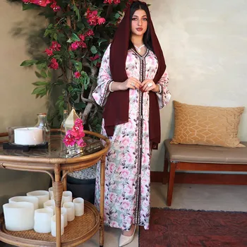Moslemi Naiste Kleit Ramadan Eid Abaya Dubai Prindi Seal Kaftan Lähis-Ida Ja Türgi Kauhtana Maroko Kleit Islami Riided Vestidos Rüü