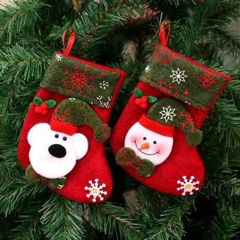 1 tk Jõulud Sukad Sokid koos Lumememm Karu Trükkimine Xmas Kommi Kingitus Ladustamise Kott Kamin Xmas Tree Decor Lapsed Kommi Kott