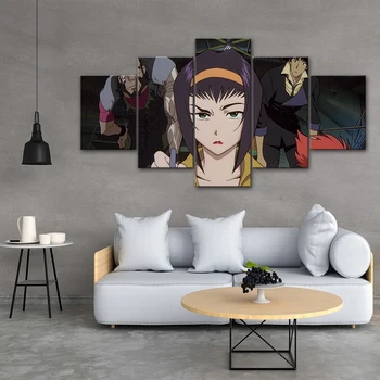 Lõuend Pildid Kodu Kaunistamiseks Maalid Kauboi Küsimuse Plakat Anime Iseloomu HD Prindib 5 Tükki Seina Art Modulaarne elutuba