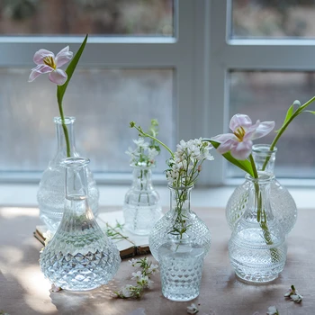 Retro Klaasist Vaasid ваза стекло Väikesed Kaunistused elutuba Teenetemärgi lillepotid цветы для декора Home Decor Vaas Lilled