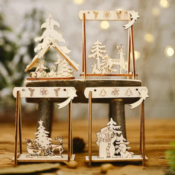 DIY Loominguline Väike Õõnes Jõulud Puidust Kaunistused Koju jõulupidu Ornament Kaunistused Lapsed Kingitus Tarvikud