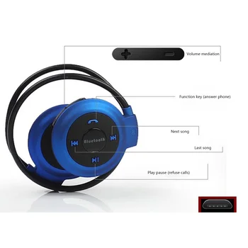 Sport Traadita Bluetooth-Kõrvaklapid Stereo Kõrvaklapid Mp3-Pleier Peakomplekt Kuular Micro SD Kaardi Pesa-Vabad Mic