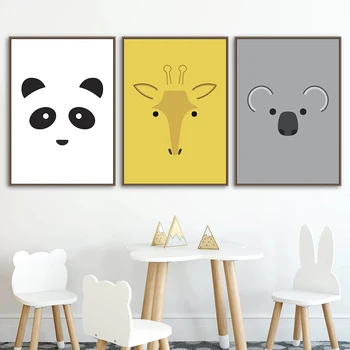 Abstraktne Fox Hirv Panda Lõuendile Maali Nordic Loomade Plakatid Ja Pildid Seina Art Pilte Lasteaed Kids Room Home Decor