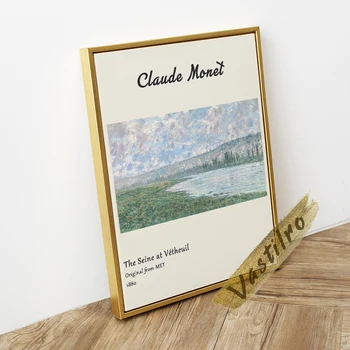 Claude Monet Muuseum Näituse Plakat, Seine ' I Juures Vetheuil Lõuend Maalikunstist, Monet Maastiku Seina Art, Retro Maastik Wall Decor