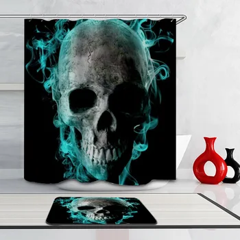 3D digitaalne trükkimine õnnelik skelett polüester dušš kardin veekindel vannituba kardin Eco-Sõbralik Euroopa
